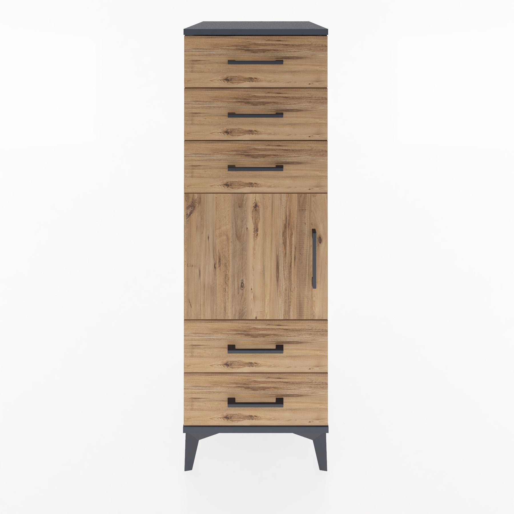 Woodntry Modular Cabinet Anthracite 44x59x122 cm with Doors and Drawers KC65-2