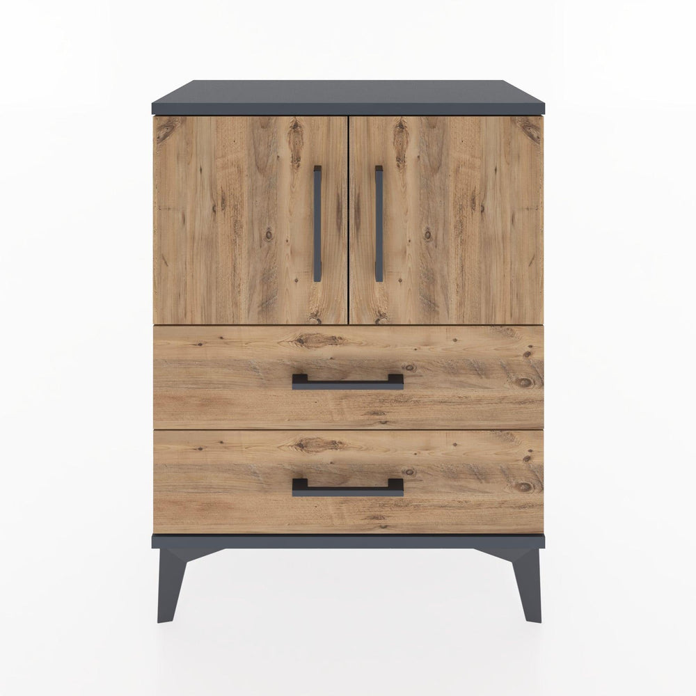Woodntry Modular Nightstand Anthracite 60x30x68 cm with Cover and Drawer KC15-2