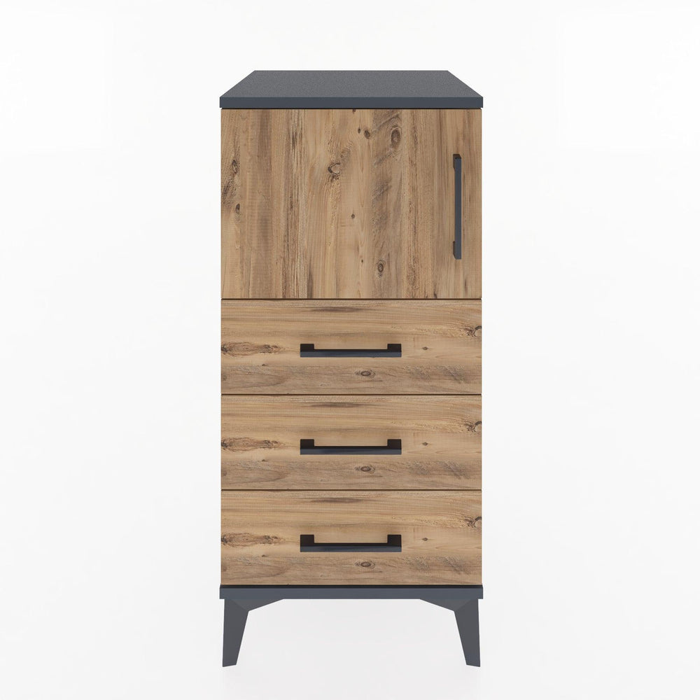 Woodntry Modular Nightstand Anthracite 44x44x84 cm with Cover and Drawer KC37-2