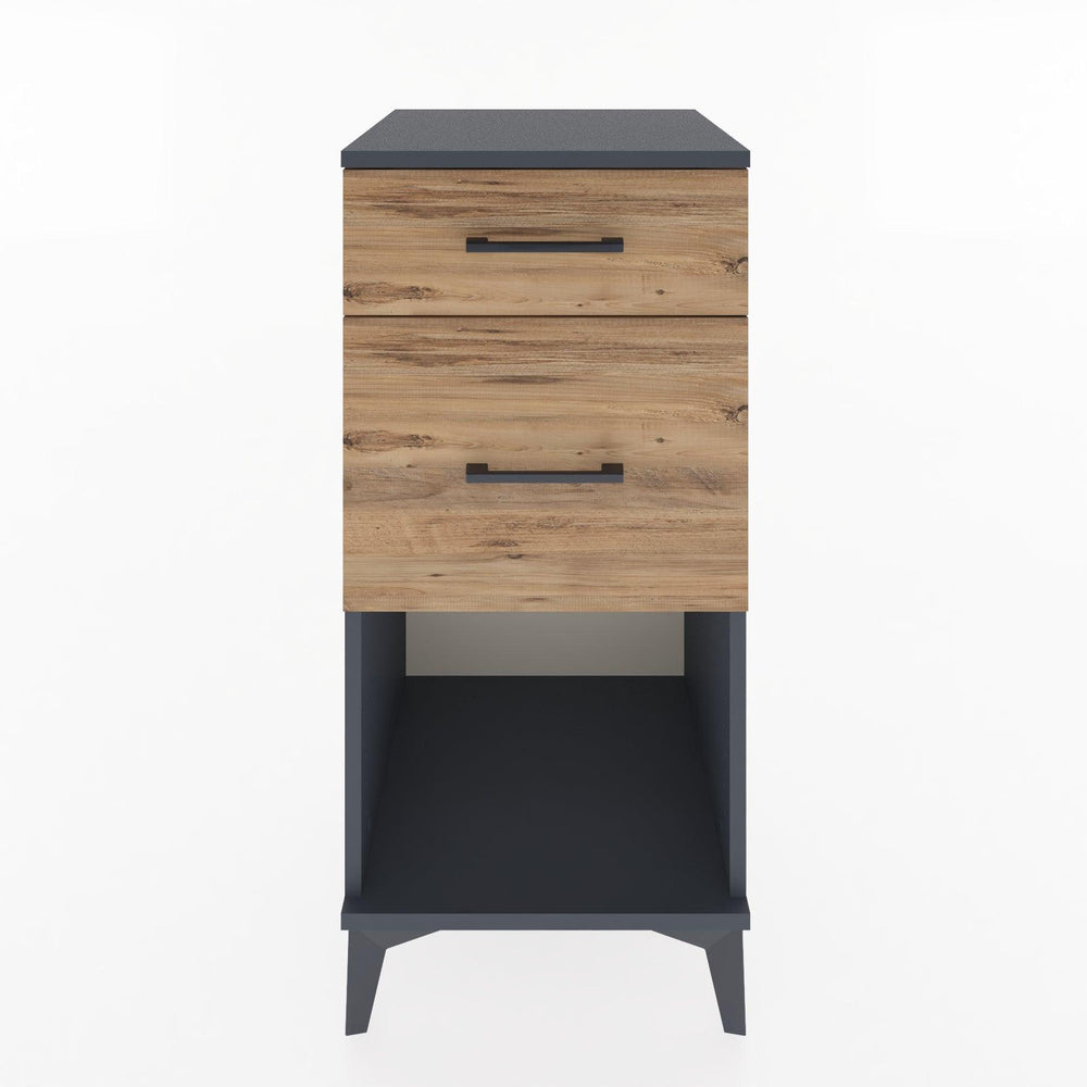 Woodntry Modular Nightstand Anthracite 44x44x84 cm with Drawers and Shelves CR15-2