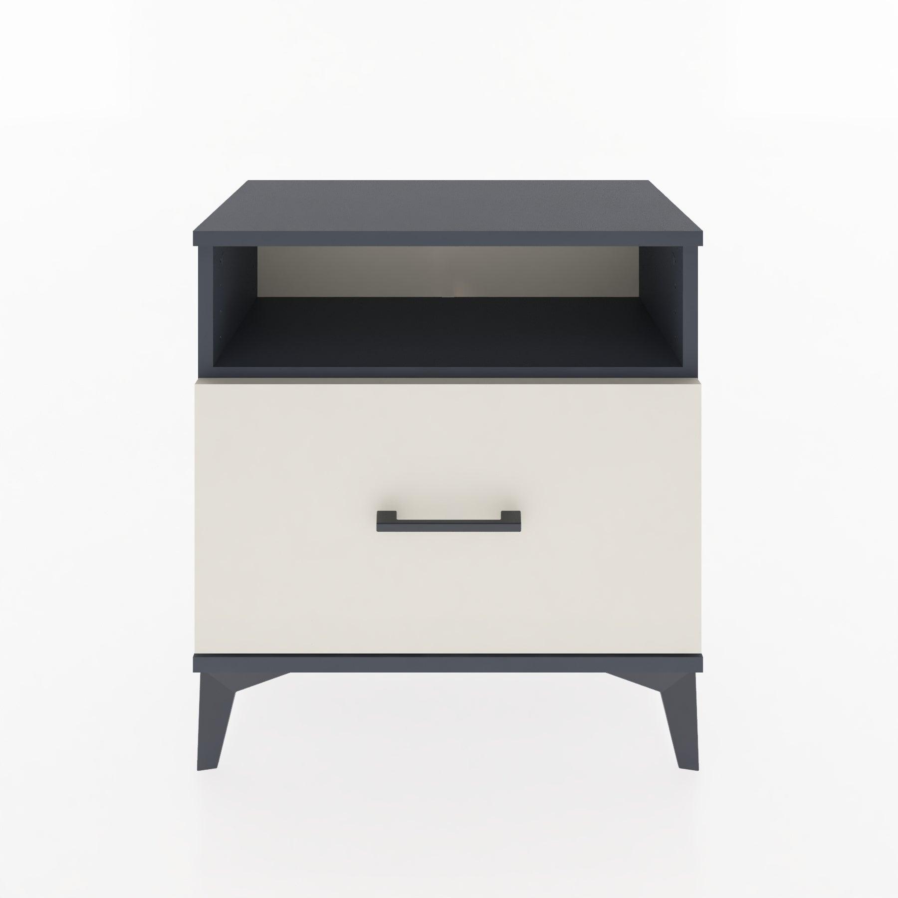 Woodntry Modular Nightstand Anthracite 60x30x52 cm with Drawer and Shelf CR15-2
