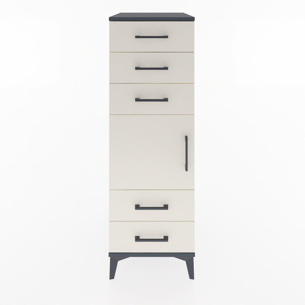 Woodntry Modüler Dolap Antrasit 44x30x122 cm Kapaklı ve Çekmeceli KC65-2