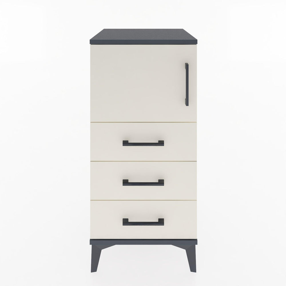 Woodntry Modular Nightstand Anthracite 44x44x84 cm with Cover and Drawer KC37-2