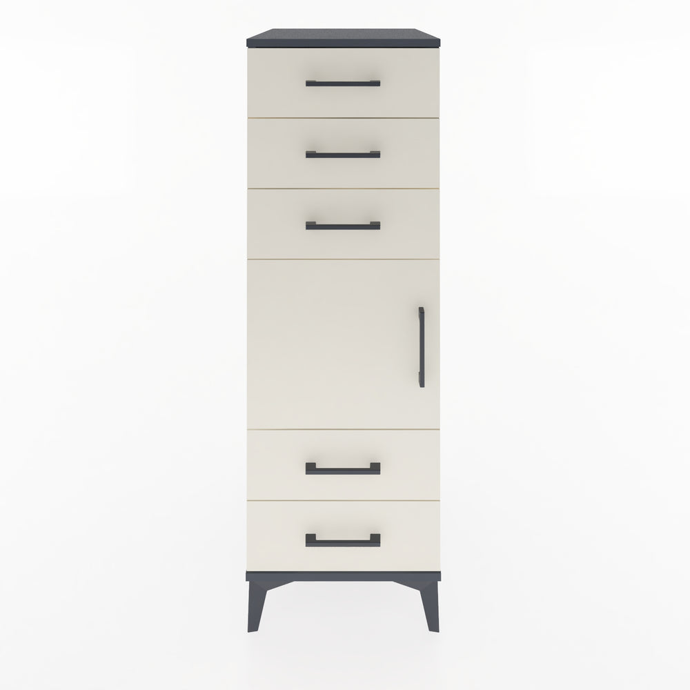 Woodntry Modüler Dolap Antrasit 44x59x122 cm Kapaklı ve Çekmeceli KC65-2