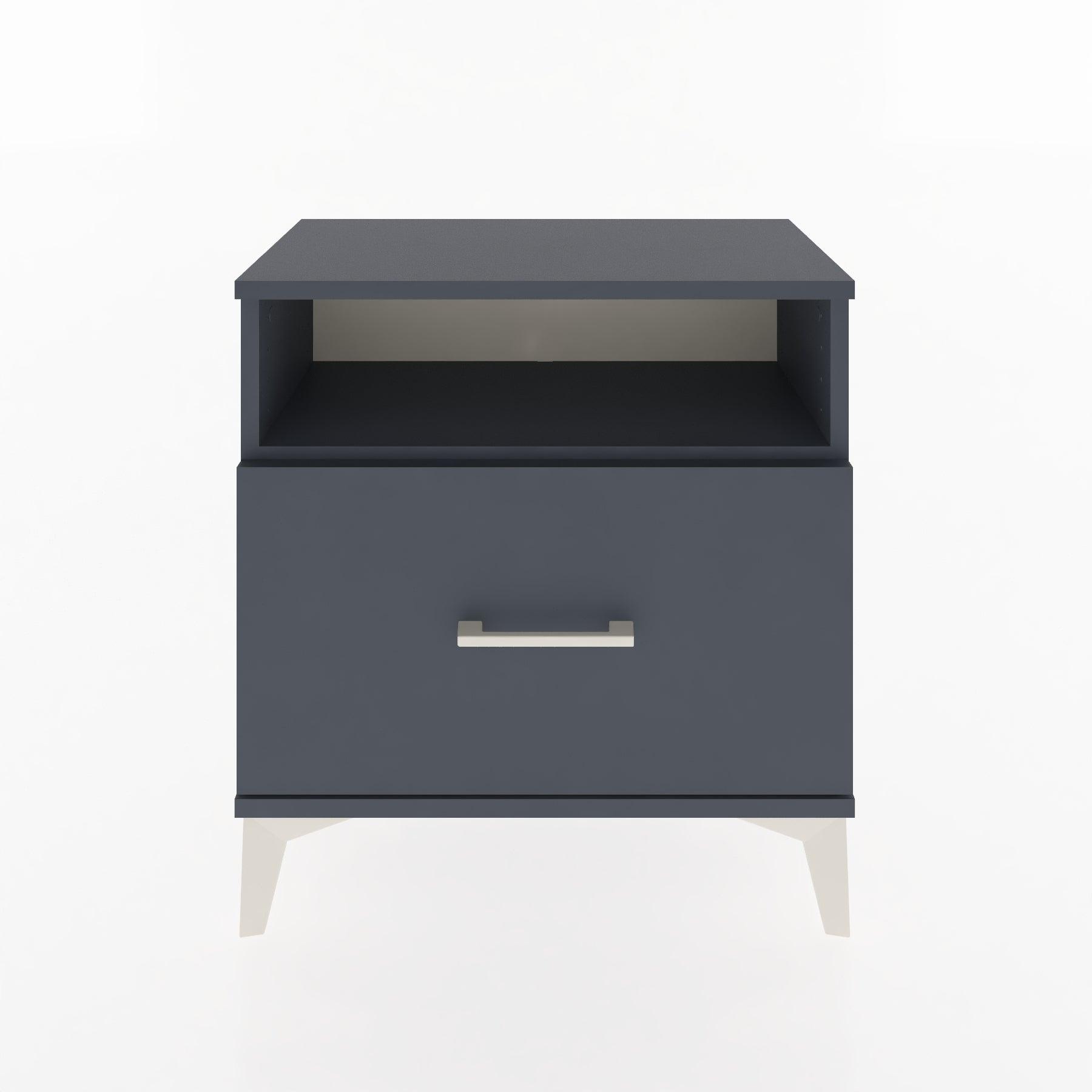 Woodntry Modular Nightstand Anthracite 60x30x52 cm with Drawer and Shelf CR15-2