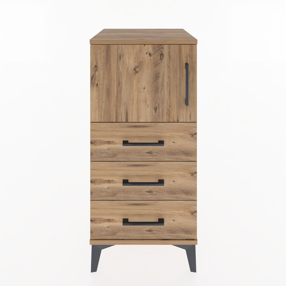 Woodntry Modular Nightstand Pine 44x44x84 cm with Cover and Drawer KC37-3