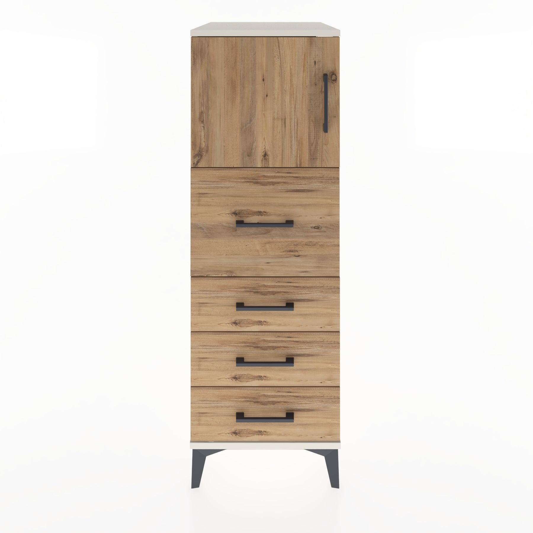 Woodntry Modüler Dolap Aytaşı 44x59x122 cm Kapaklı ve Çekmeceli KC16-1