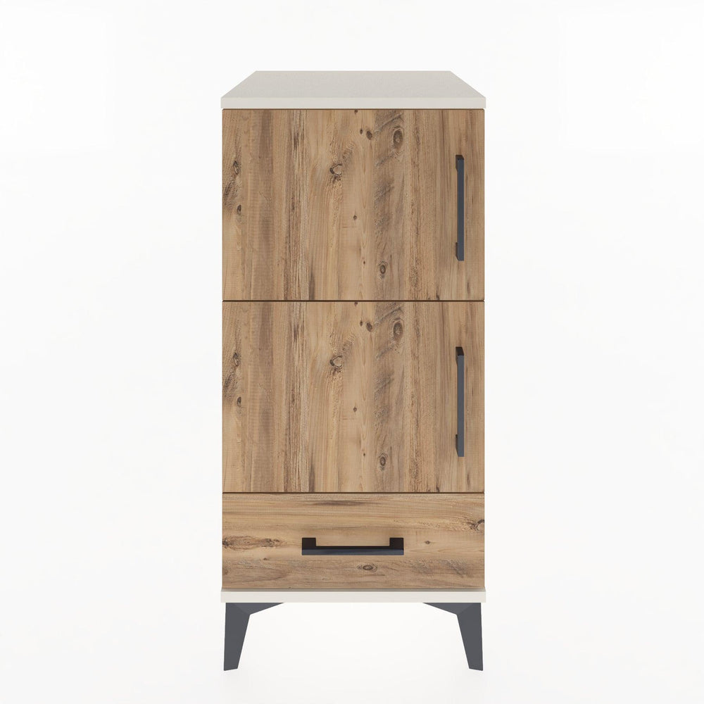 Woodntry Modular Nightstand Moonstone 44x44x84 cm with Cover and Drawer KC38-1