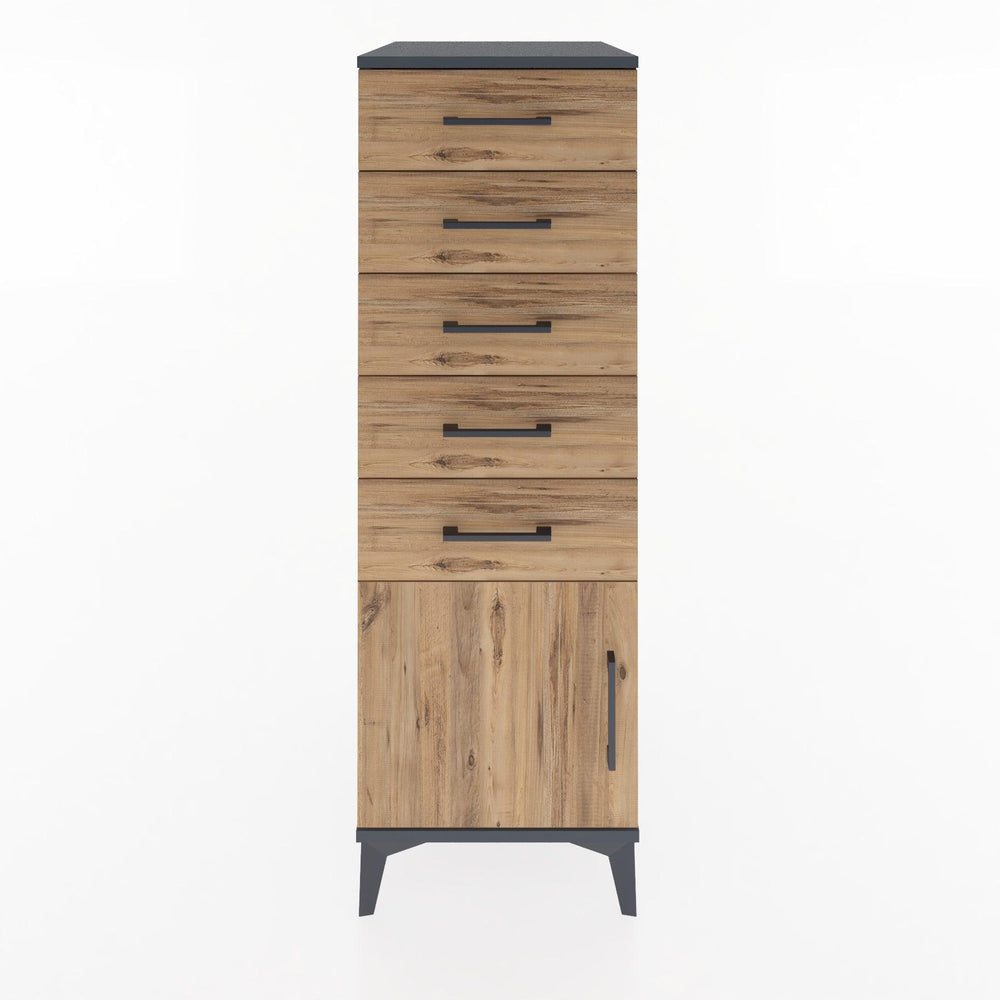 Woodntry Modular Cabinet Anthracite 44x30x122 cm with Doors and Drawers KC66-2