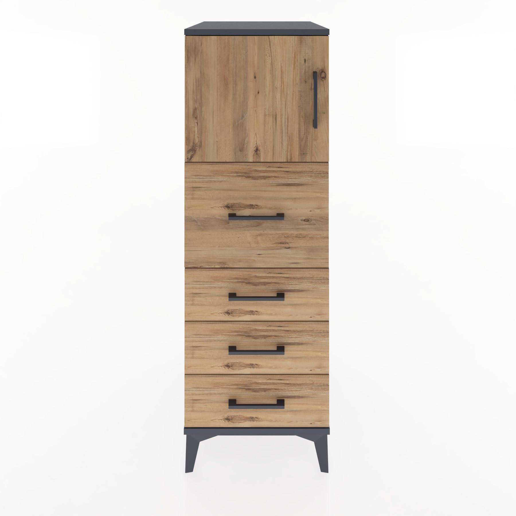 Woodntry Modular Cabinet Anthracite 44x59x122 cm with Doors and Drawers KC16-2