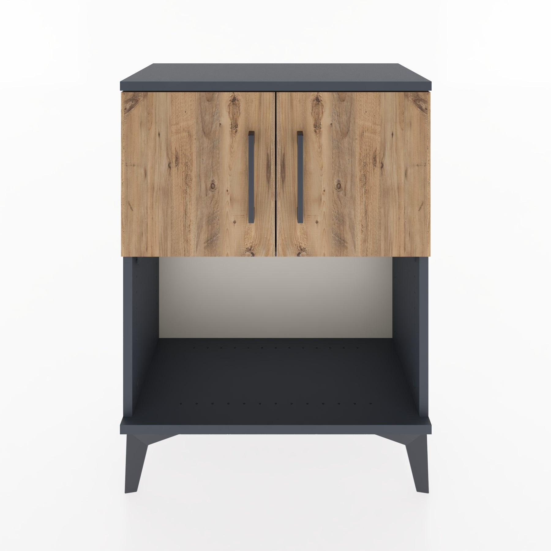 Woodntry Modular Nightstand Anthracite 60x30x68 cm with Cover and Shelf KR16-2