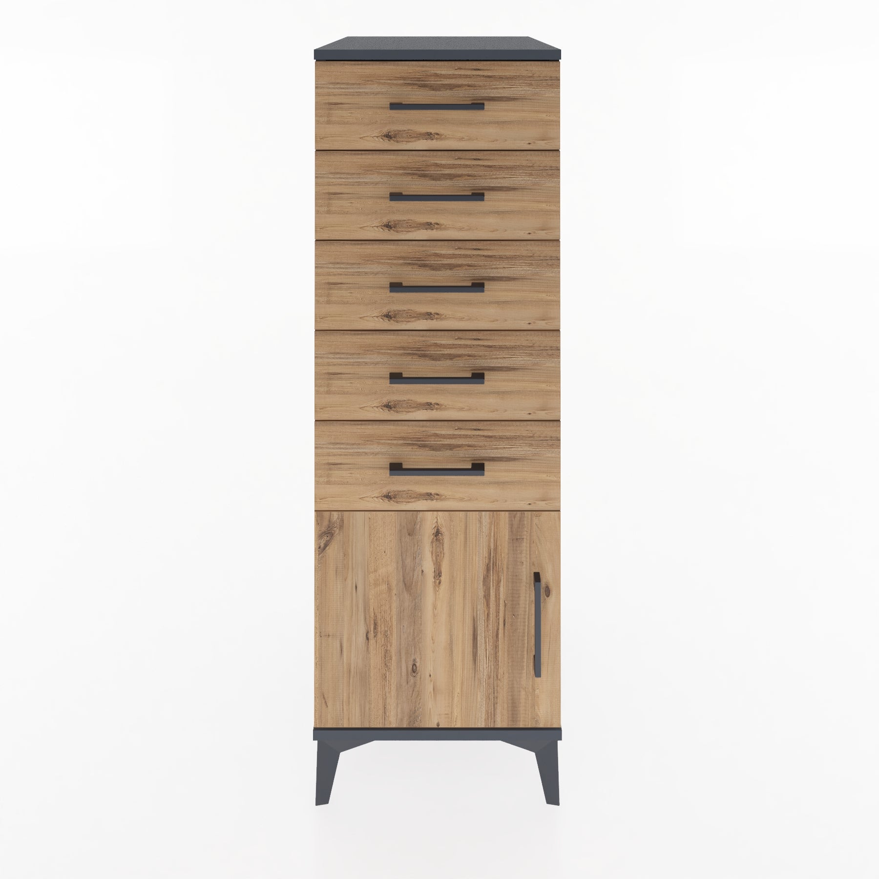 Woodntry Modular Cabinet Anthracite 44x59x122 cm with Doors and Drawers KC66-2