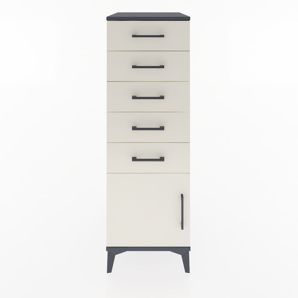 Woodntry Modüler Dolap Antrasit 44x59x122 cm Kapaklı ve Çekmeceli KC66-2