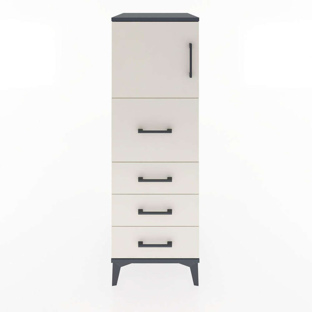 Woodntry Modüler Dolap Antrasit 44x30x122 cm Kapaklı ve Çekmeceli KC16-2