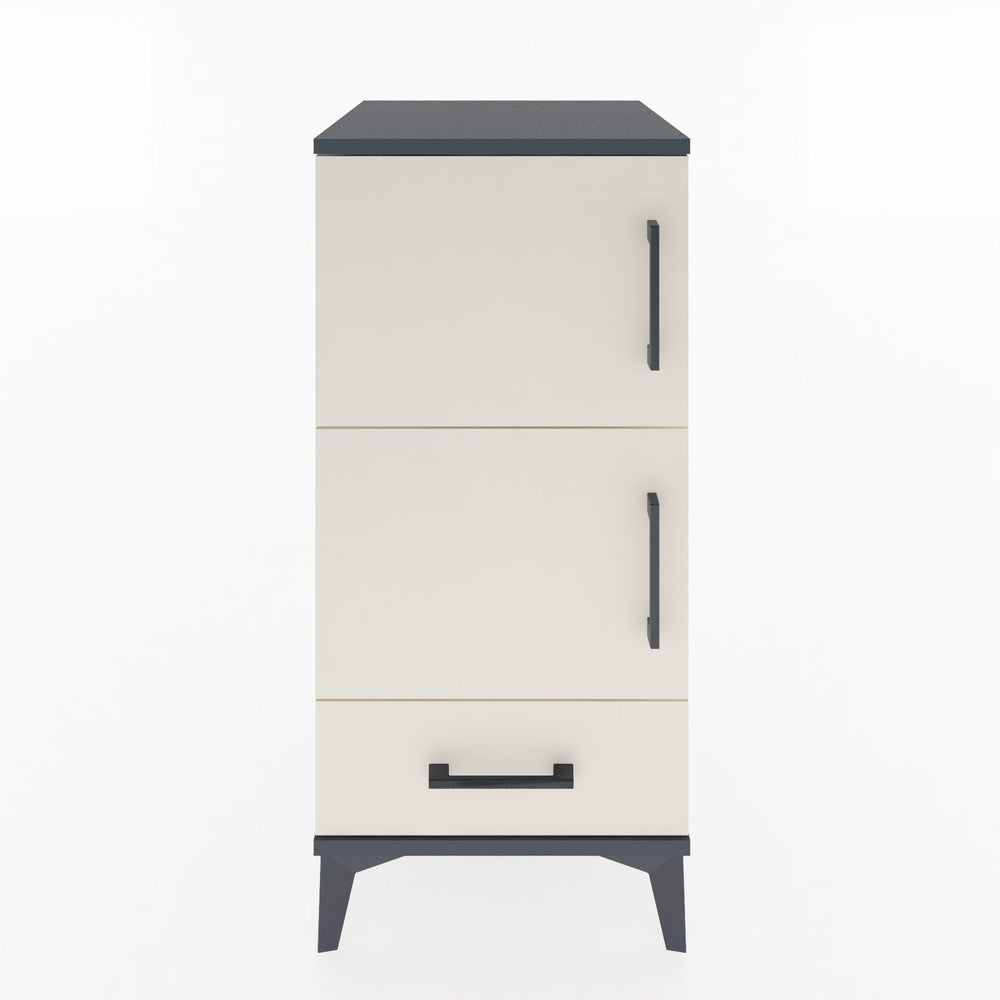 Woodntry Modular Nightstand Anthracite 44x44x84 cm with Cover and Drawer KC38-2