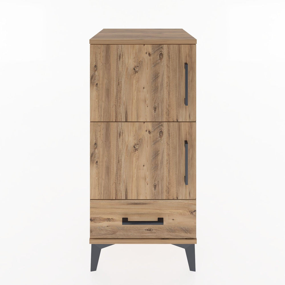 Woodntry Modular Nightstand Pine 44x44x84 cm with Cover and Drawer KC38-3