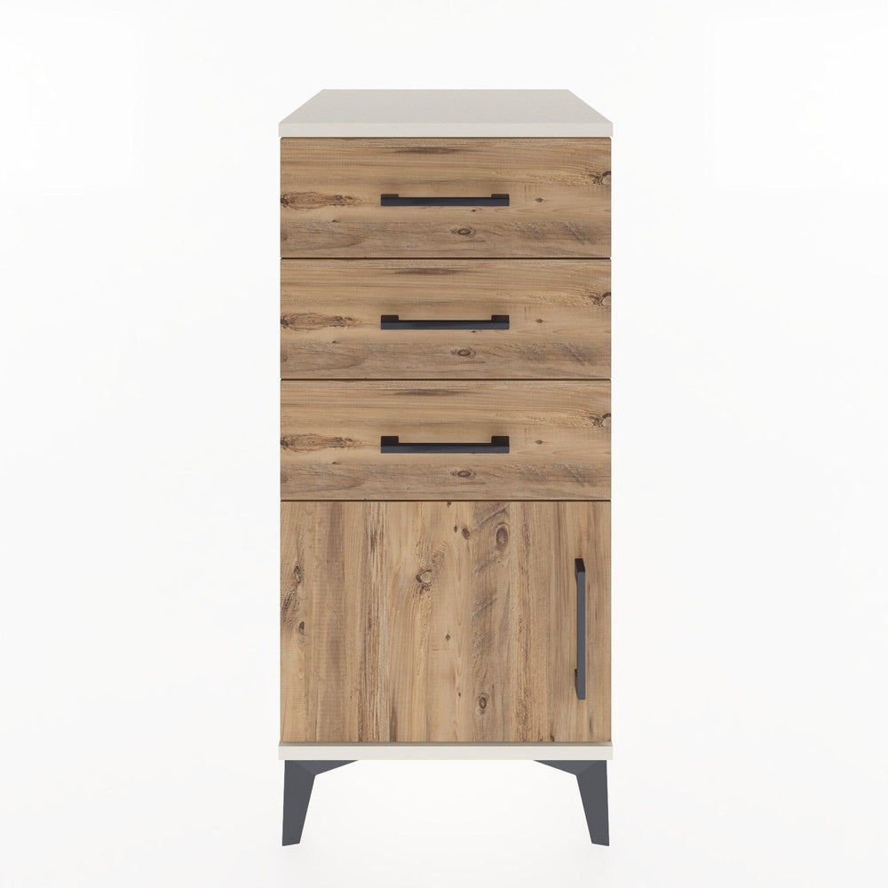 Woodntry Modüler Komodin Aytaşı 44x44x84 cm Kapaklı ve Çekmeceli KC39-1