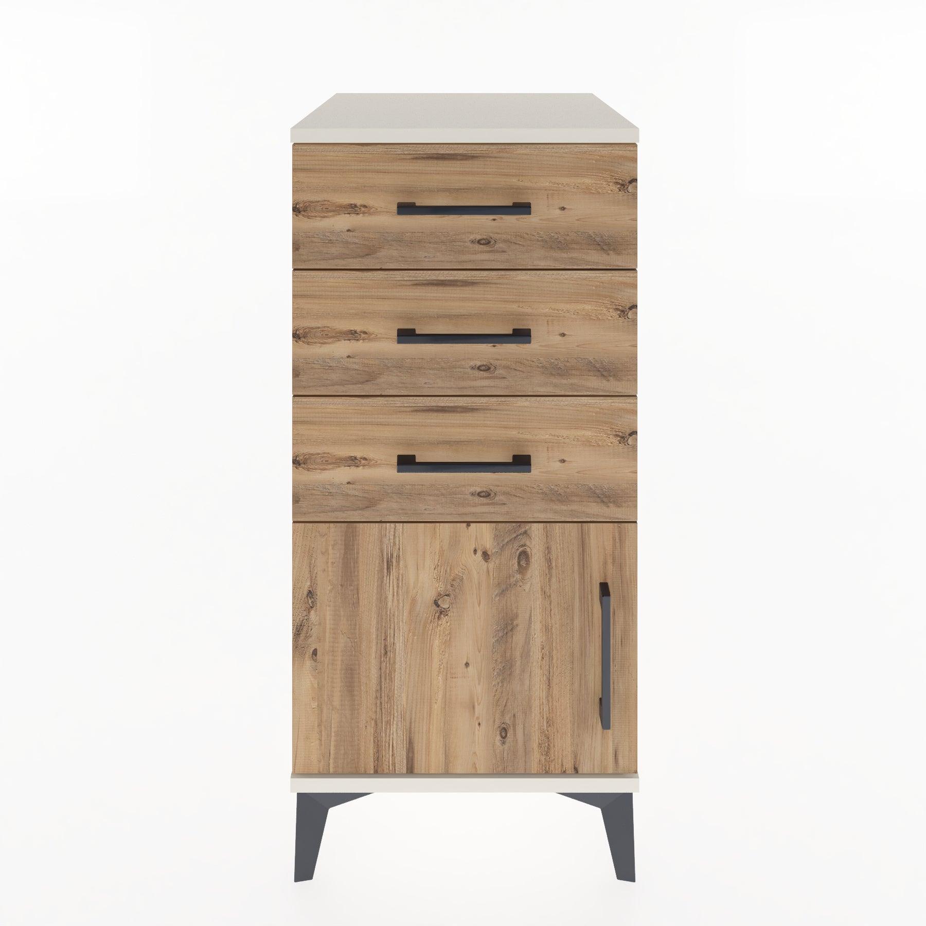 Woodntry Modular Nightstand Moonstone 44x44x84 cm with Cover and Drawer KC39-1
