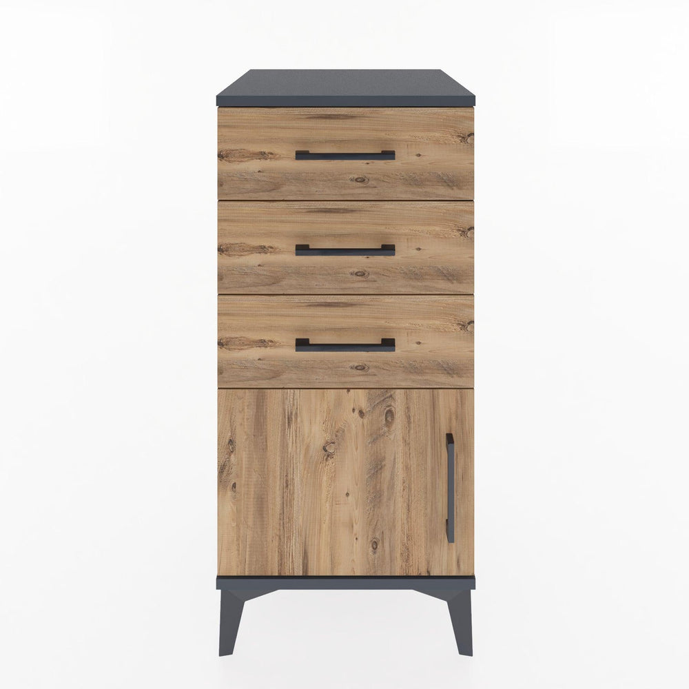 Woodntry Modular Nightstand Anthracite 44x44x84 cm with Cover and Drawer KC39-2
