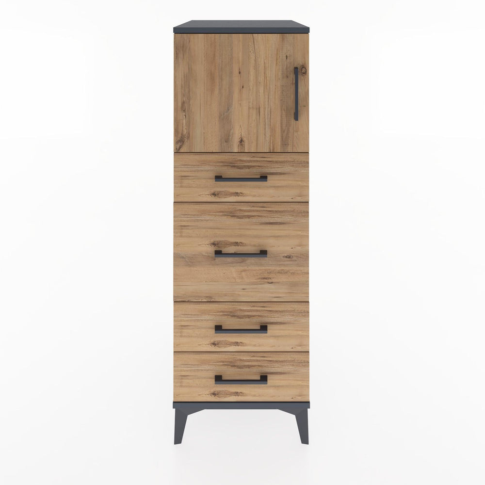 Woodntry Modular Cabinet Anthracite 44x30x122 cm with Doors and Drawers KC17-2