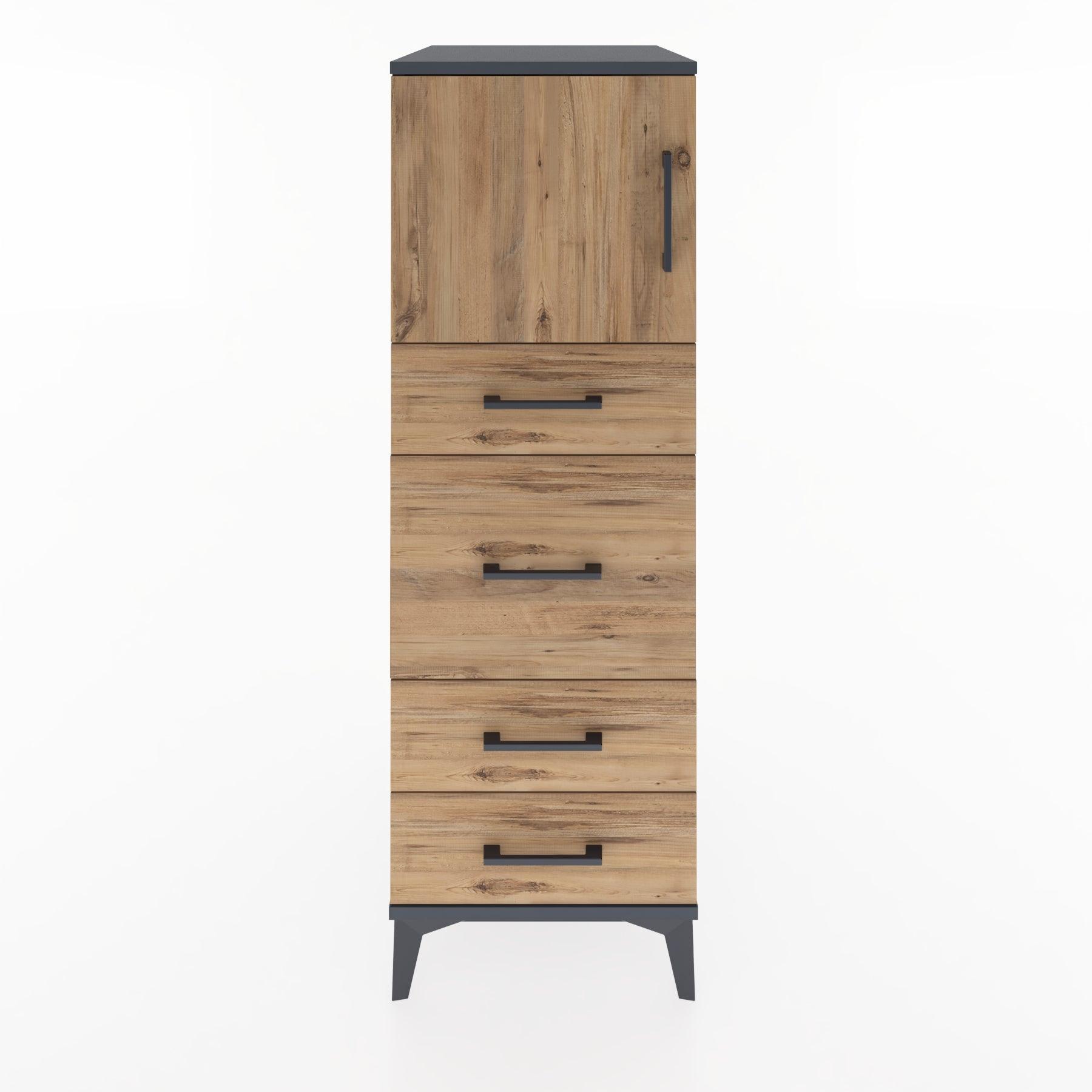 Woodntry Modular Cabinet Anthracite 44x30x122 cm with Doors and Drawers KC17-2