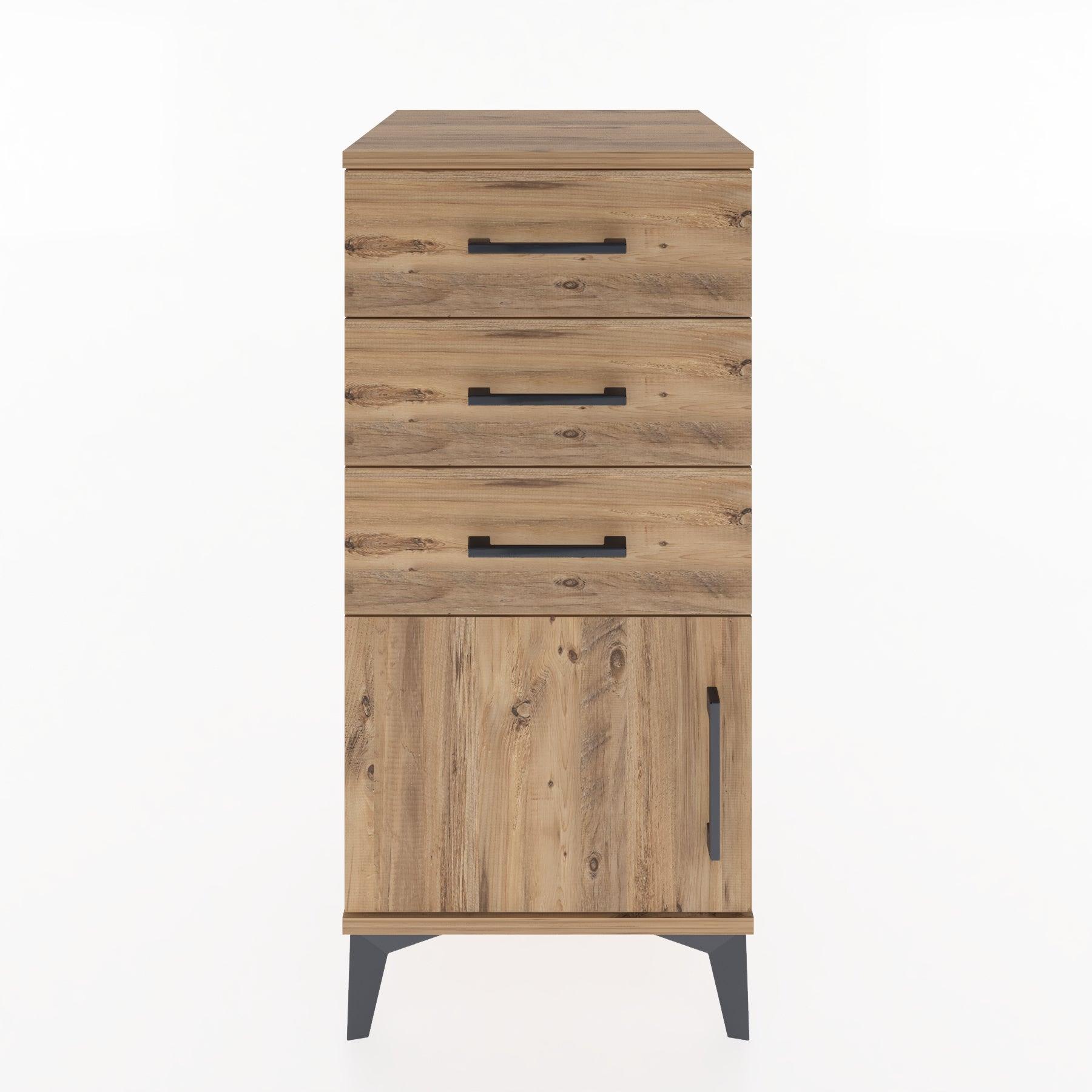 Woodntry Modular Nightstand Pine 44x44x84 cm with Cover and Drawer KC39-3