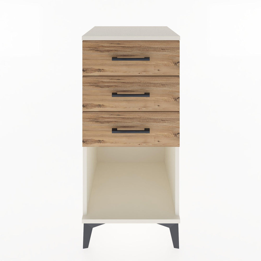 Woodntry Modular Nightstand Moonstone 44x44x84 cm with Drawer and Shelf CR18-1