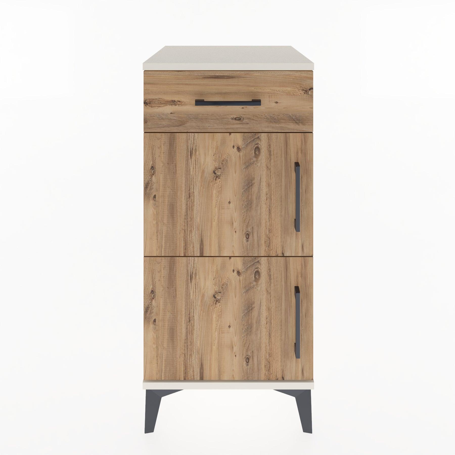 Woodntry Modular Nightstand Moonstone 44x44x84 cm with Cover and Drawer KC40-1