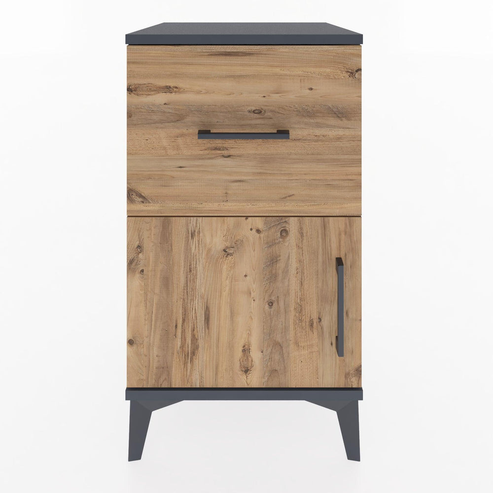 Woodntry Modular Nightstand Anthracite 44x44x68 cm with Cover and Drawer KC18-2