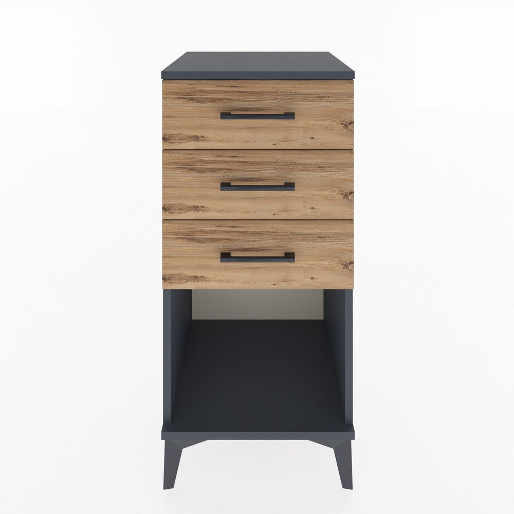 Woodntry Modular Nightstand Anthracite 44x44x84 cm with Drawers and Shelves CR18-2