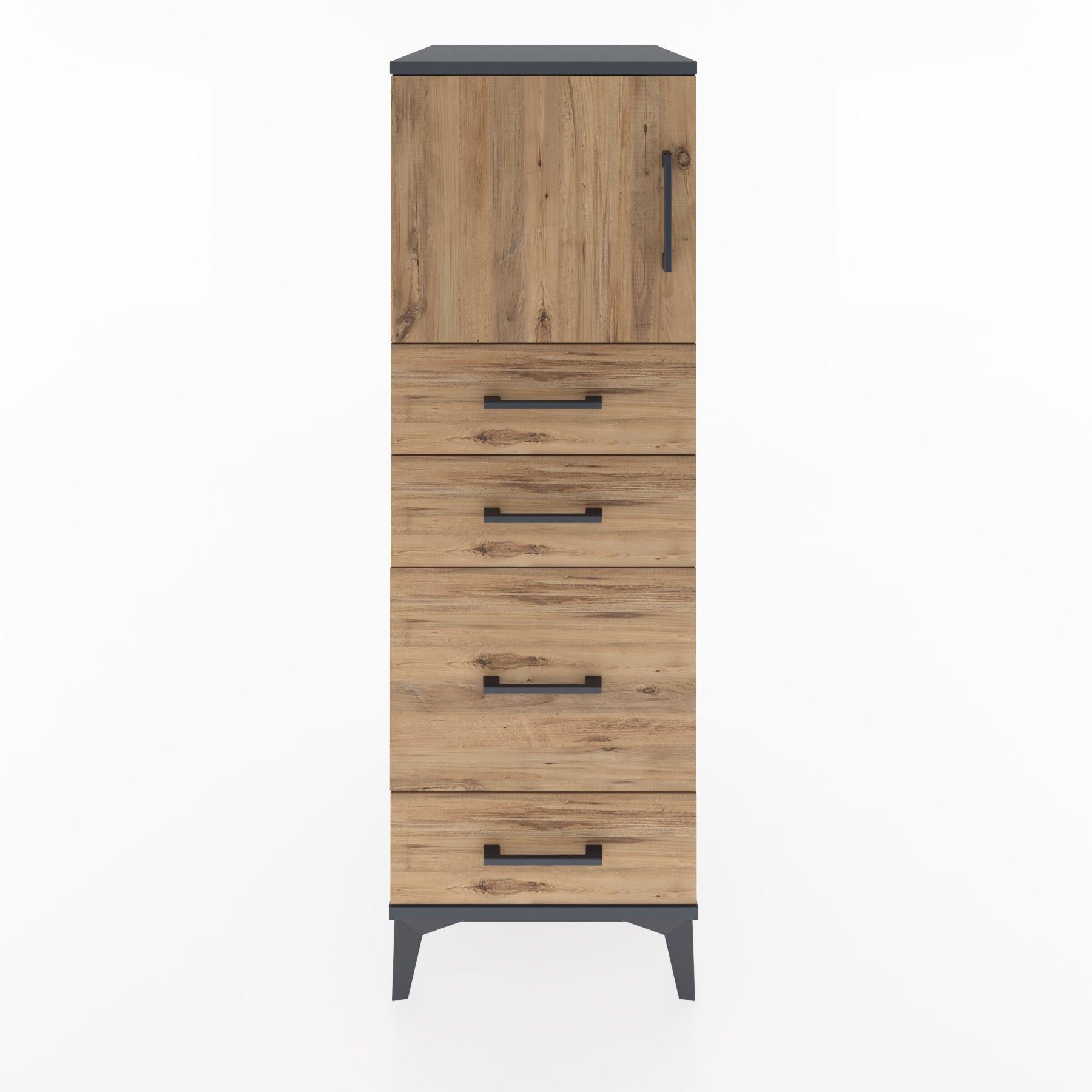 Woodntry Modular Cabinet Anthracite 44x59x122 cm with Doors and Drawers KC18-2