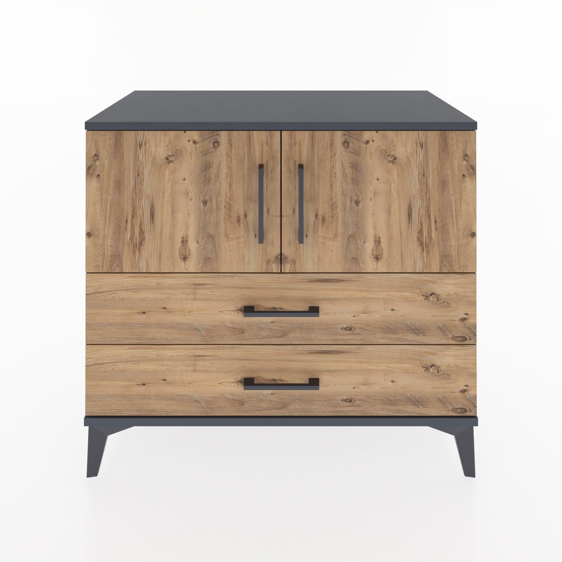 Woodntry Modüler Şifonyer Antrasit 88x44x68 cm Kapaklı ve Çekmeceli KC18-2