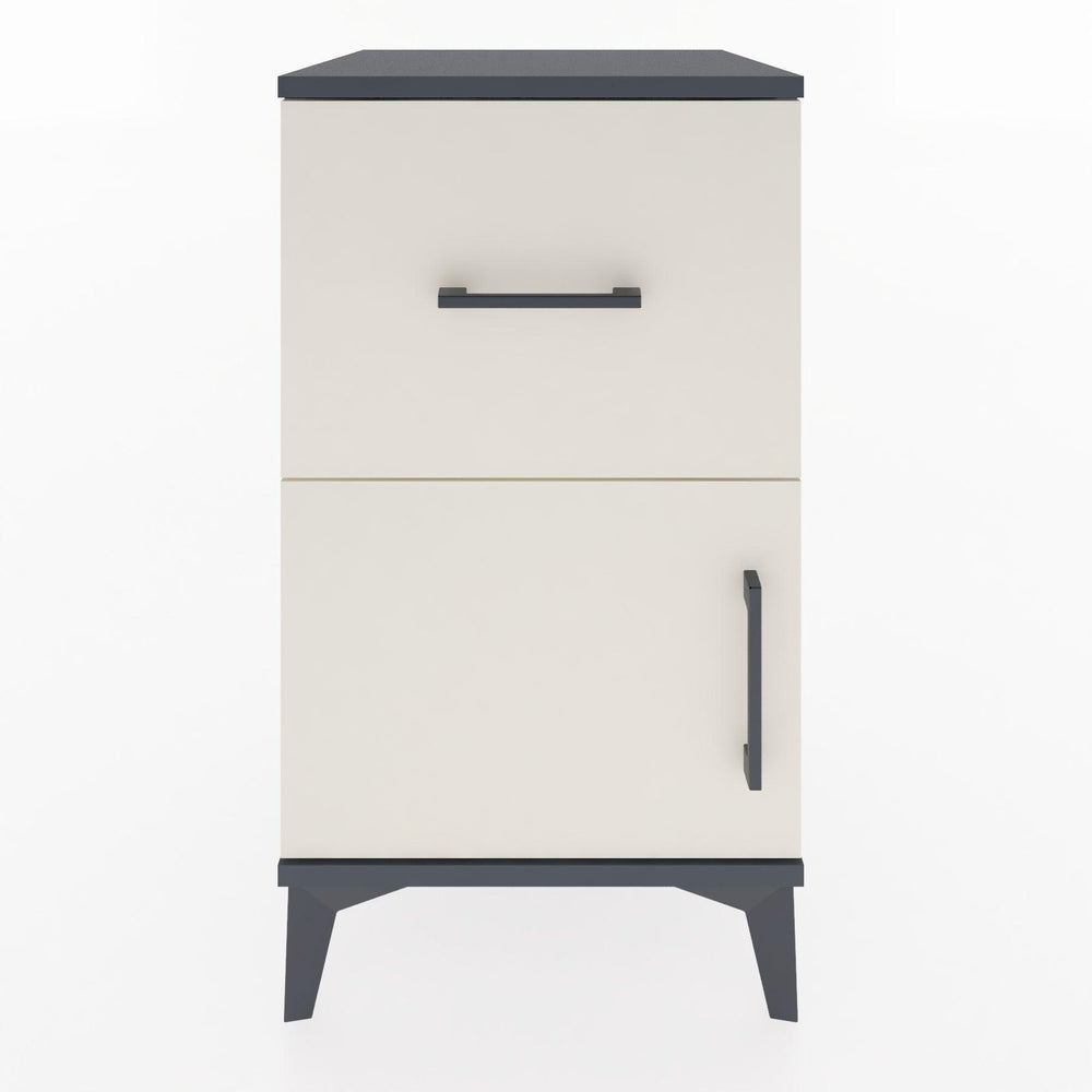 Woodntry Modular Nightstand Anthracite 44x44x68 cm with Cover and Drawer KC18-2