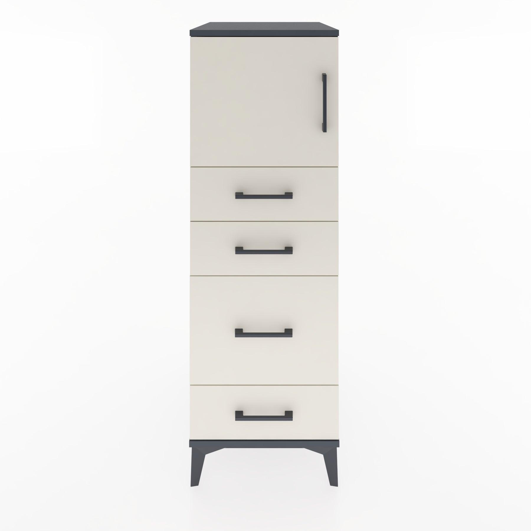 Woodntry Modular Cabinet Anthracite 44x30x122 cm with Doors and Drawers KC18-2