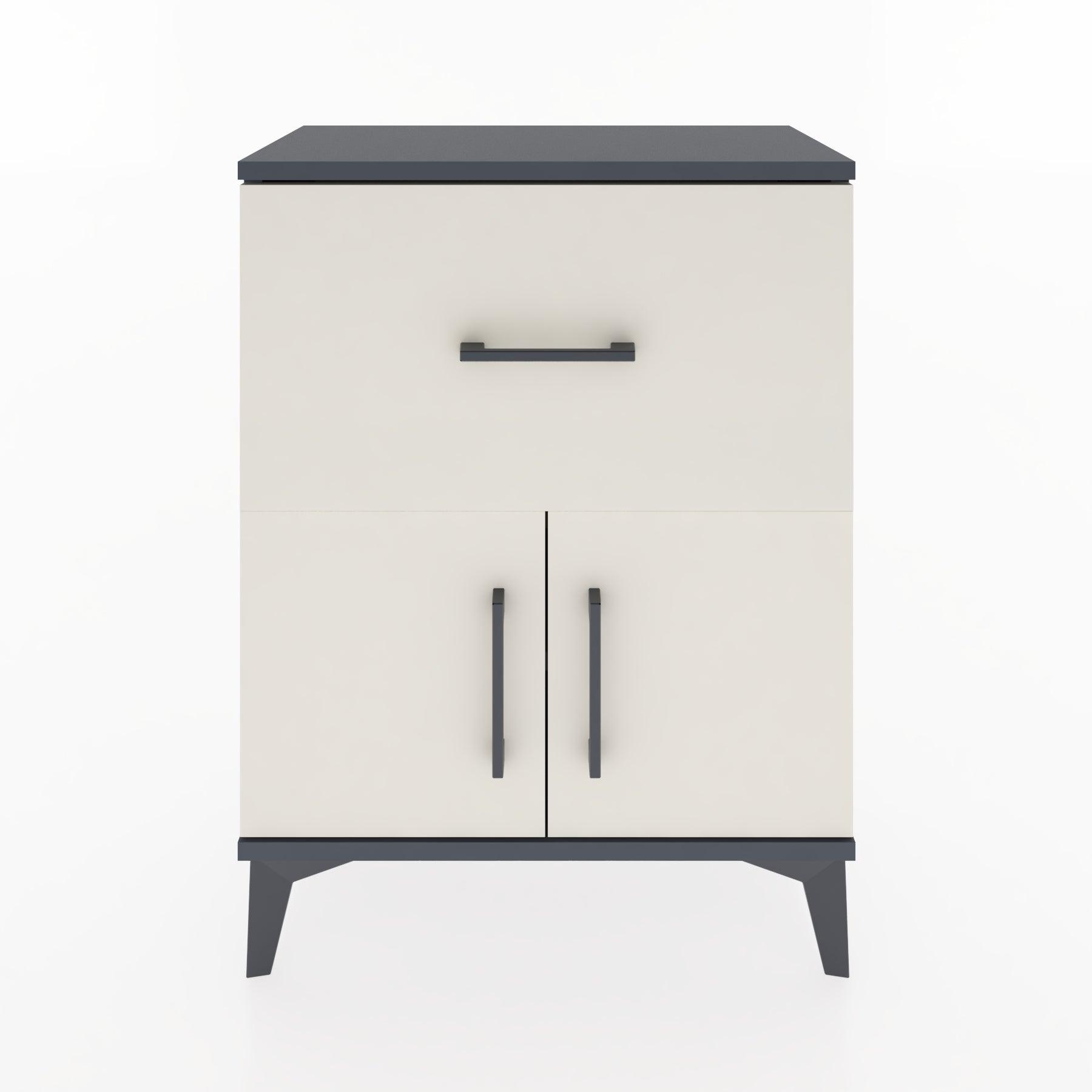 Woodntry Modular Nightstand Anthracite 60x30x68 cm with Cover and Drawer KC18-2