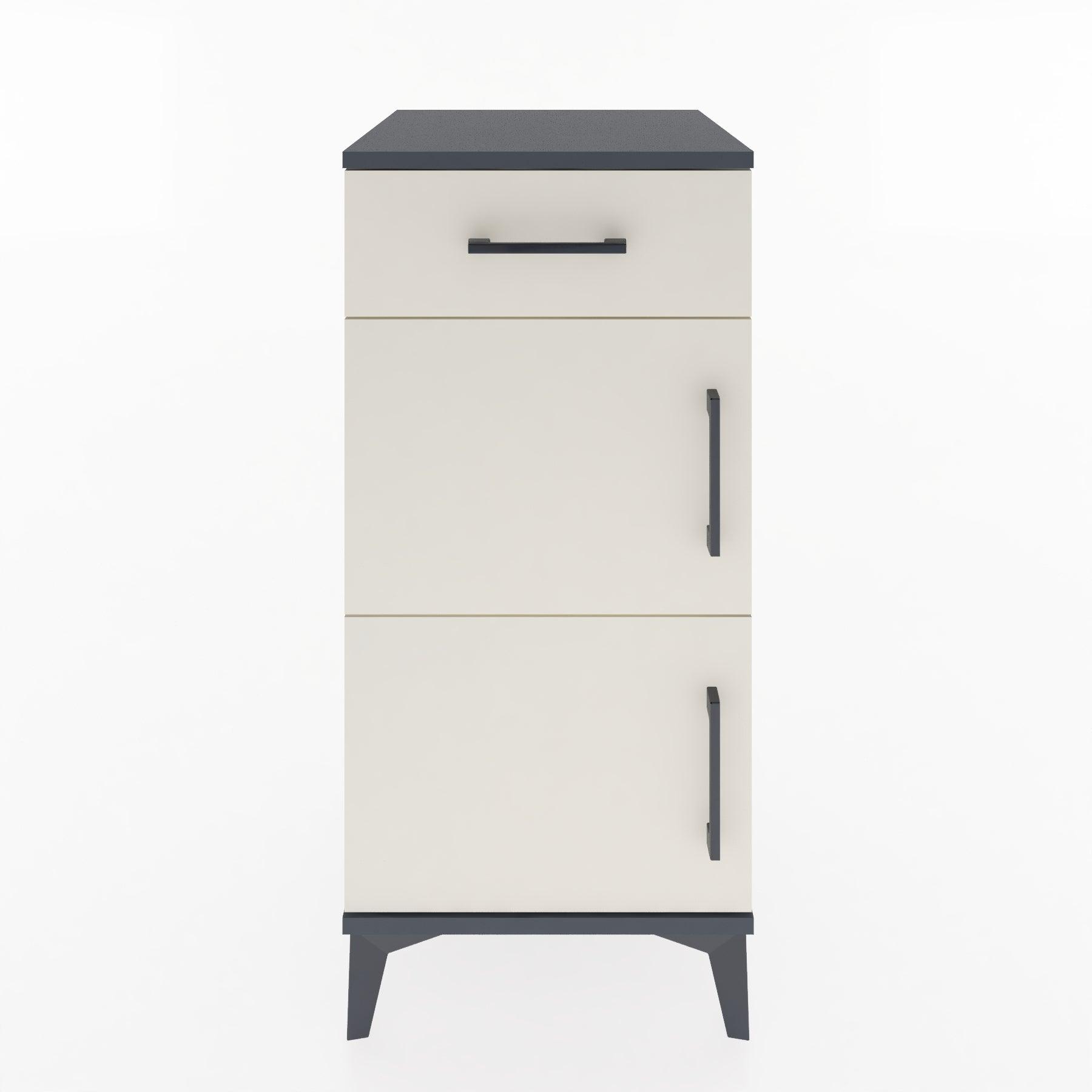 Woodntry Modular Nightstand Anthracite 44x44x84 cm with Cover and Drawer KC40-2