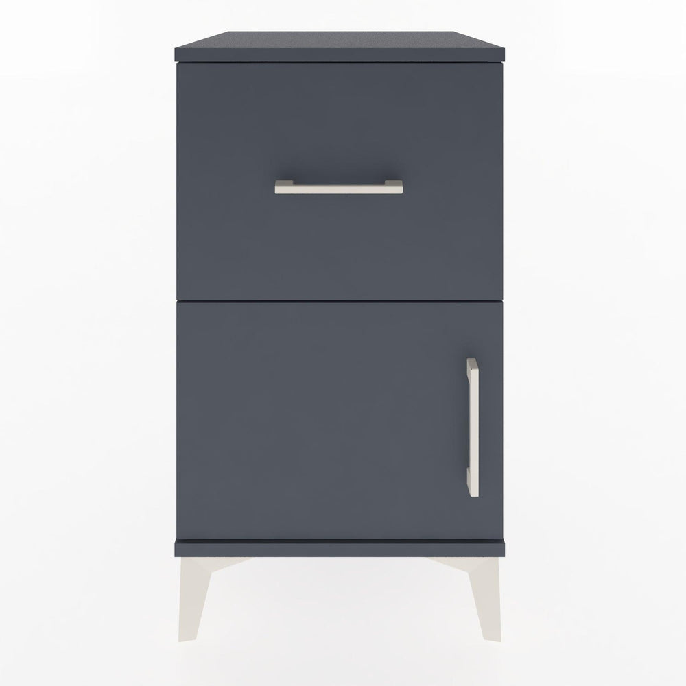 Woodntry Modular Nightstand Anthracite 44x44x68 cm with Cover and Drawer KC18-2