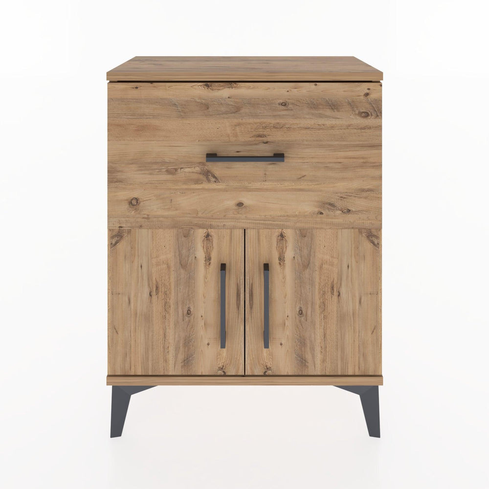 Woodntry Modüler Komodin Çam 60x30x68 cm Kapaklı ve Çekmeceli KC18-3