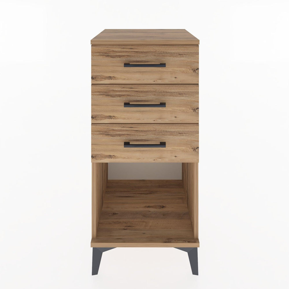 Woodntry Modular Nightstand Pine 44x44x84 cm with Drawers and Shelves CR18-3