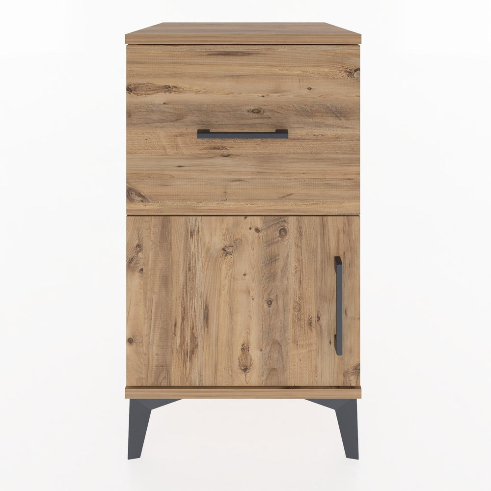 Woodntry Modüler Komodin Çam 44x44x68 cm Kapaklı ve Çekmeceli KC18-3