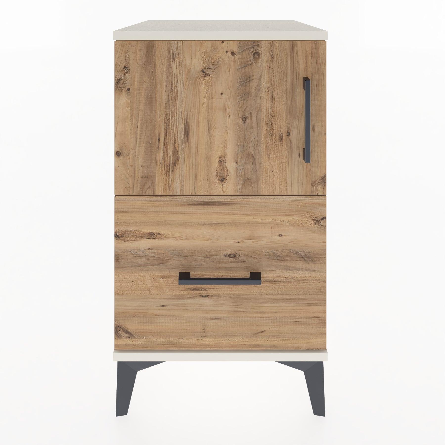 Woodntry Modular Nightstand Moonstone 44x44x68 cm with Cover and Drawer KC19-1