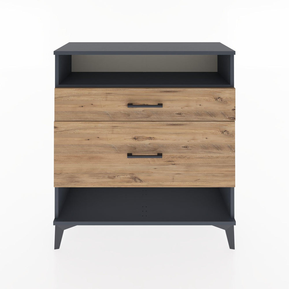 Woodntry Modüler Şifonyer Antrasit 88x30x84 cm Çekmeceli ve Raflı CR19-2