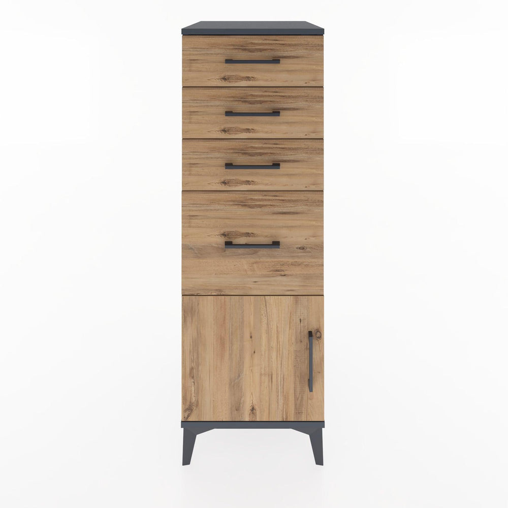 Woodntry Modular Cabinet Anthracite 44x30x122 cm with Doors and Drawers KC19-2