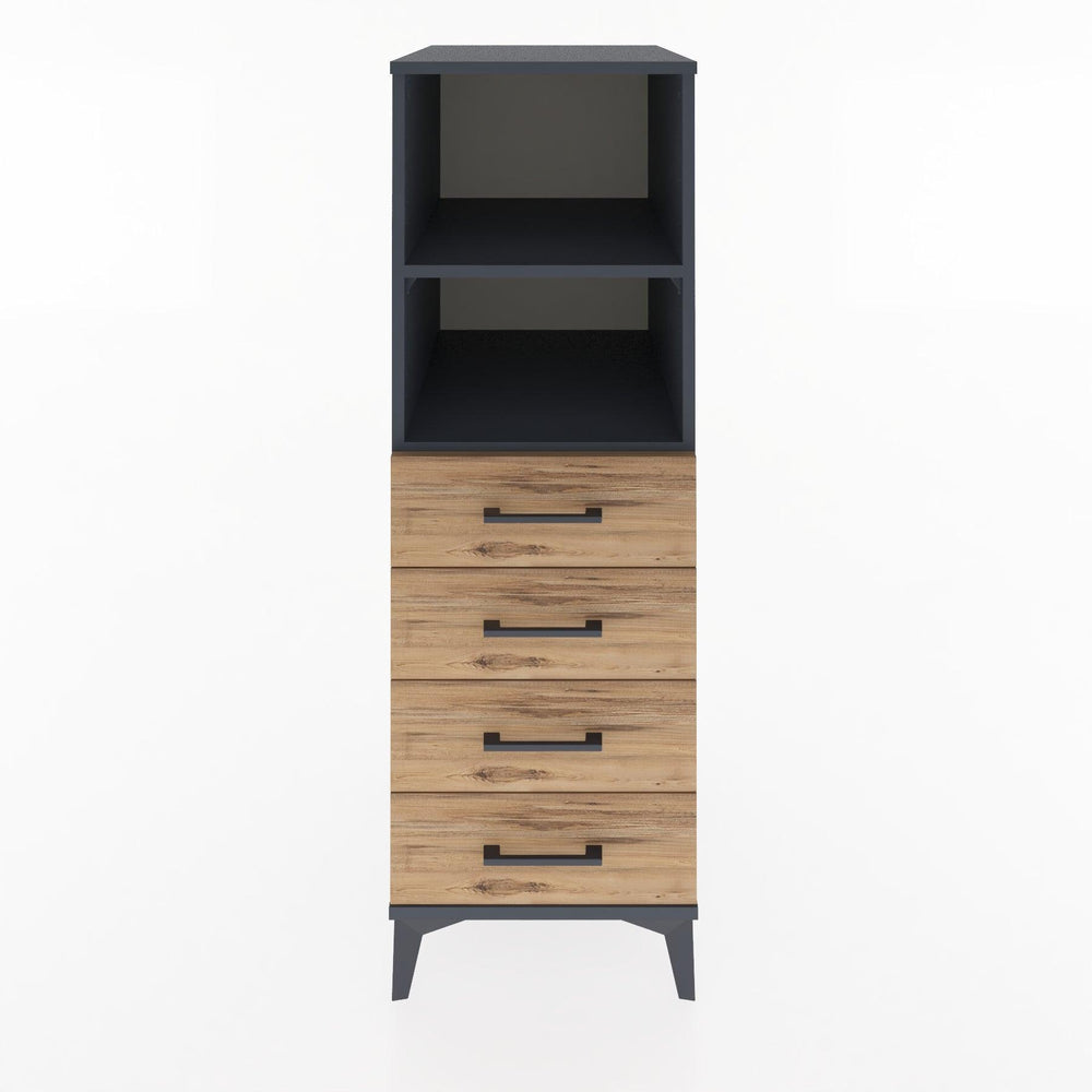 Woodntry Modüler Dolap Antrasit 44x59x122 cm Çekmeceli ve Raflı CR119-2