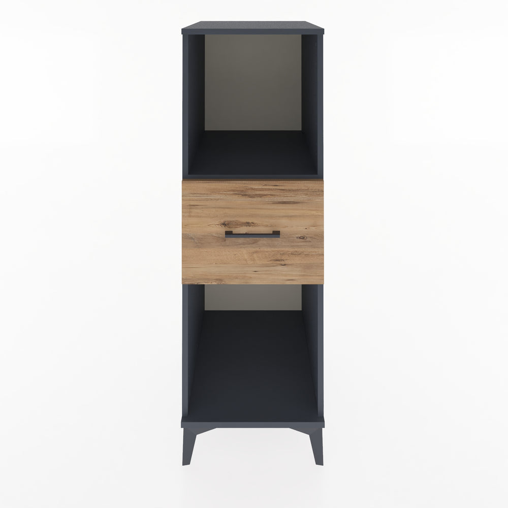 Woodntry Modüler Dolap Antrasit 44x59x122 cm Çekmeceli ve Raflı CR69-2