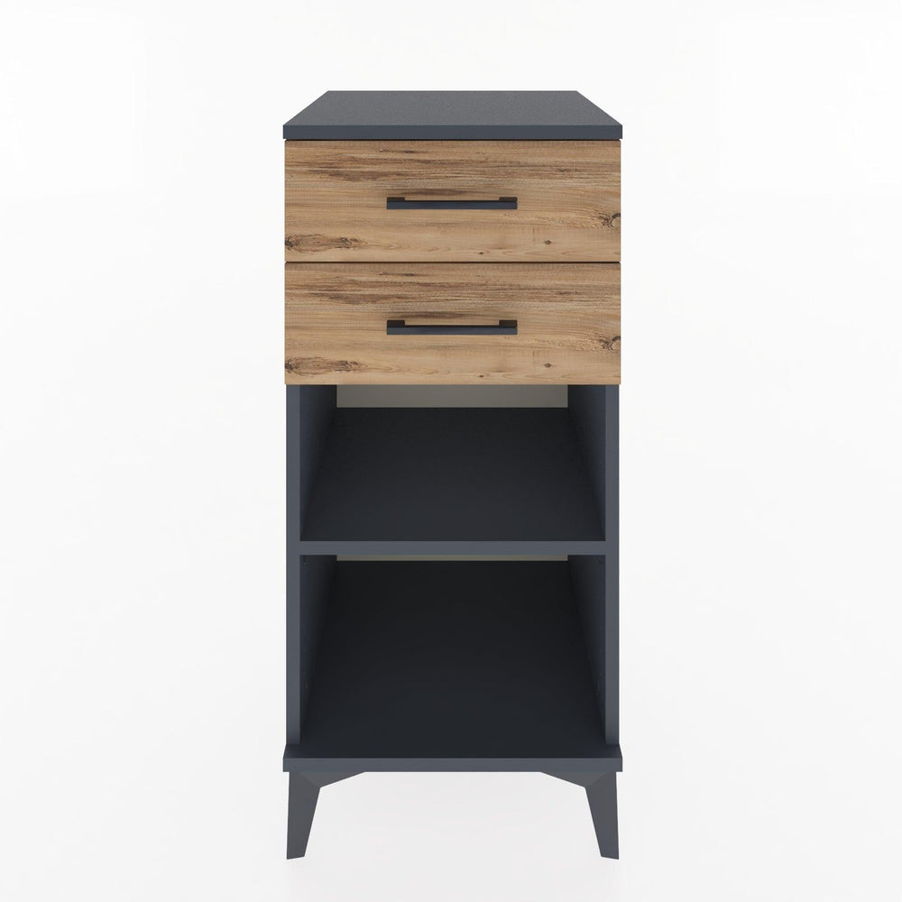 Woodntry Modular Nightstand Anthracite 44x44x84 cm with Drawers and Shelves CR19-2