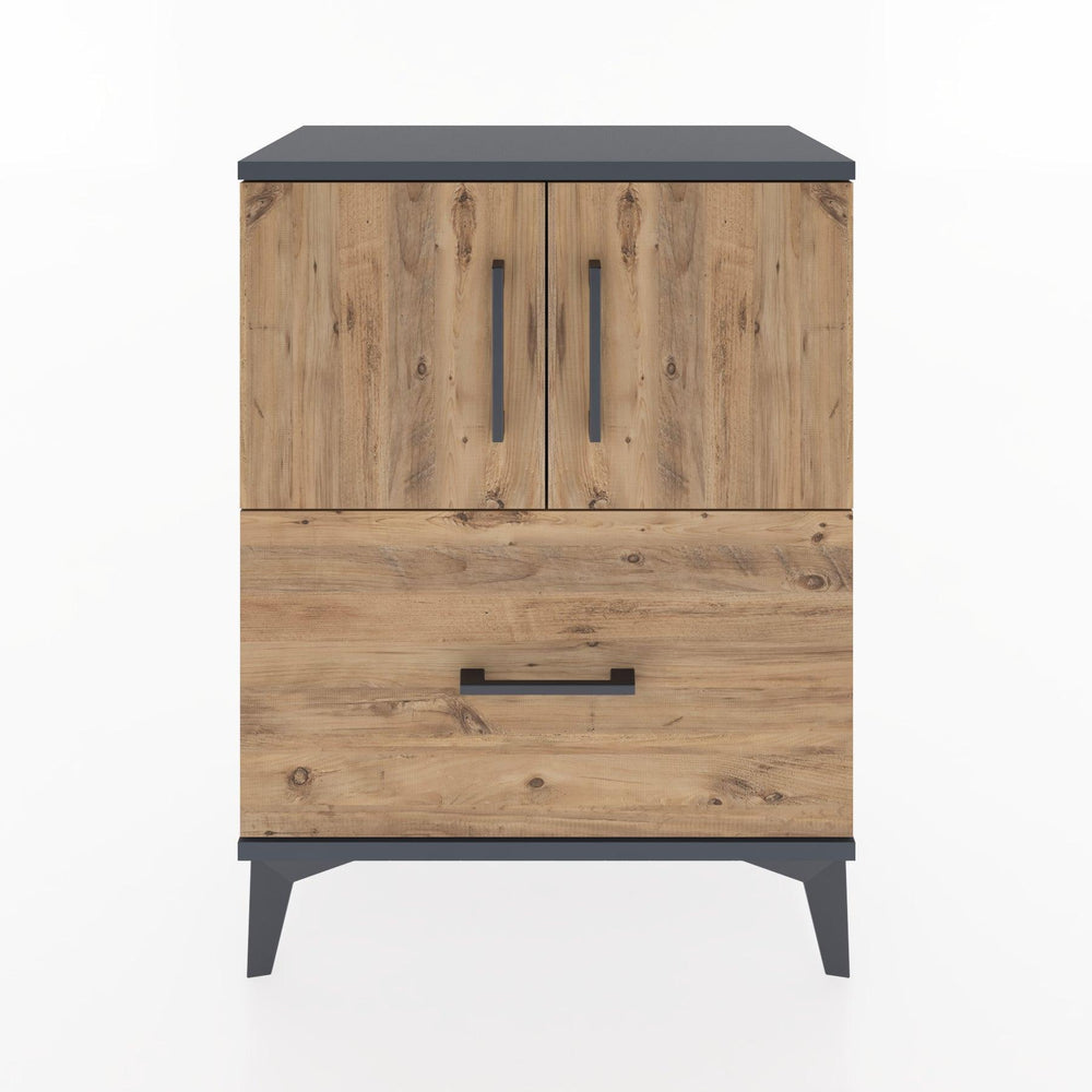 Woodntry Modular Nightstand Anthracite 60x30x68 cm with Cover and Drawer KC19-2