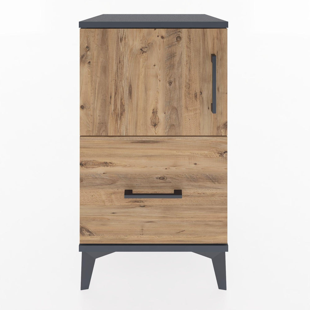 Woodntry Modular Nightstand Anthracite 44x44x68 cm with Cover and Drawer KC19-2