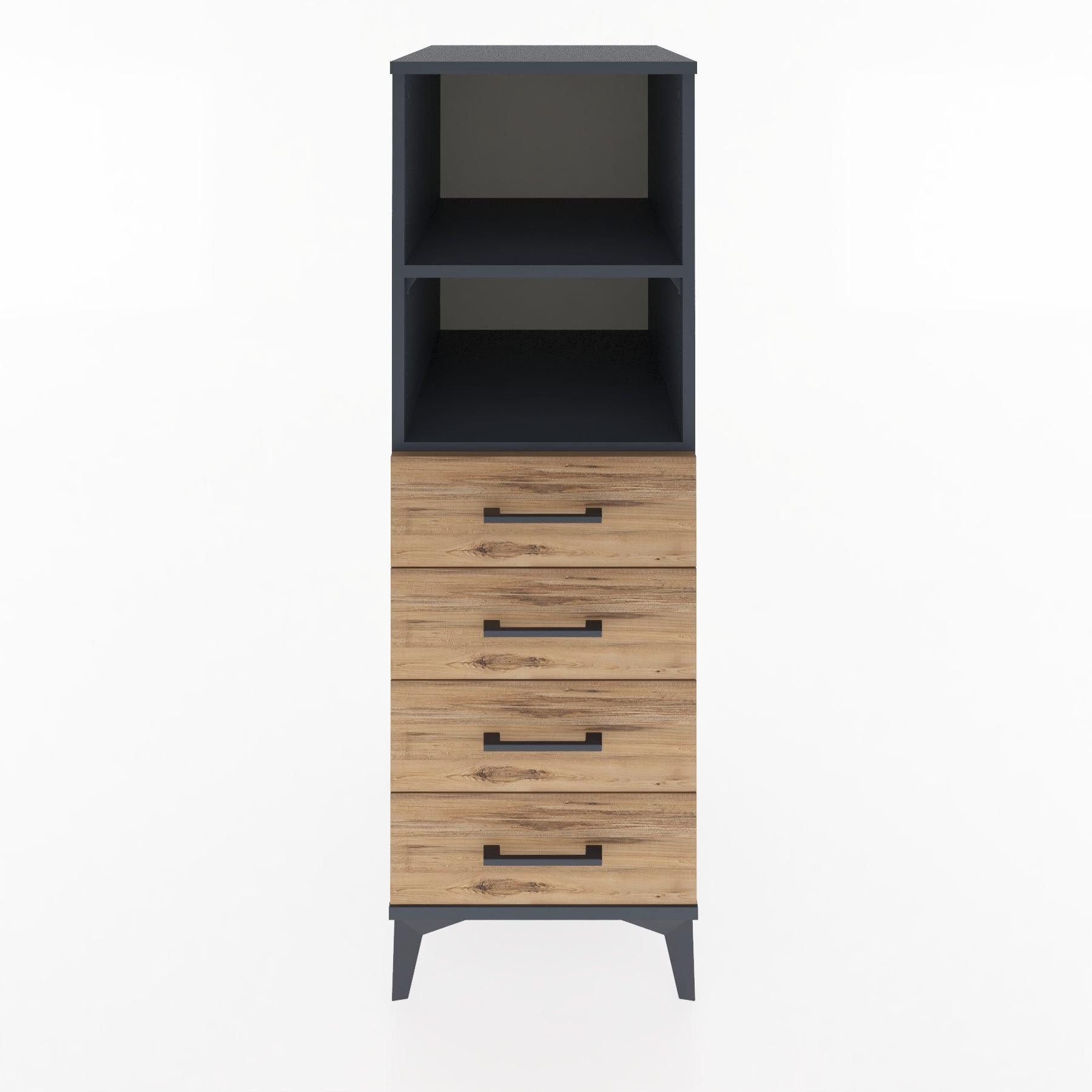 Woodntry Modular Cabinet Anthracite 44x30x122 cm with Drawers and Shelves CR119-2