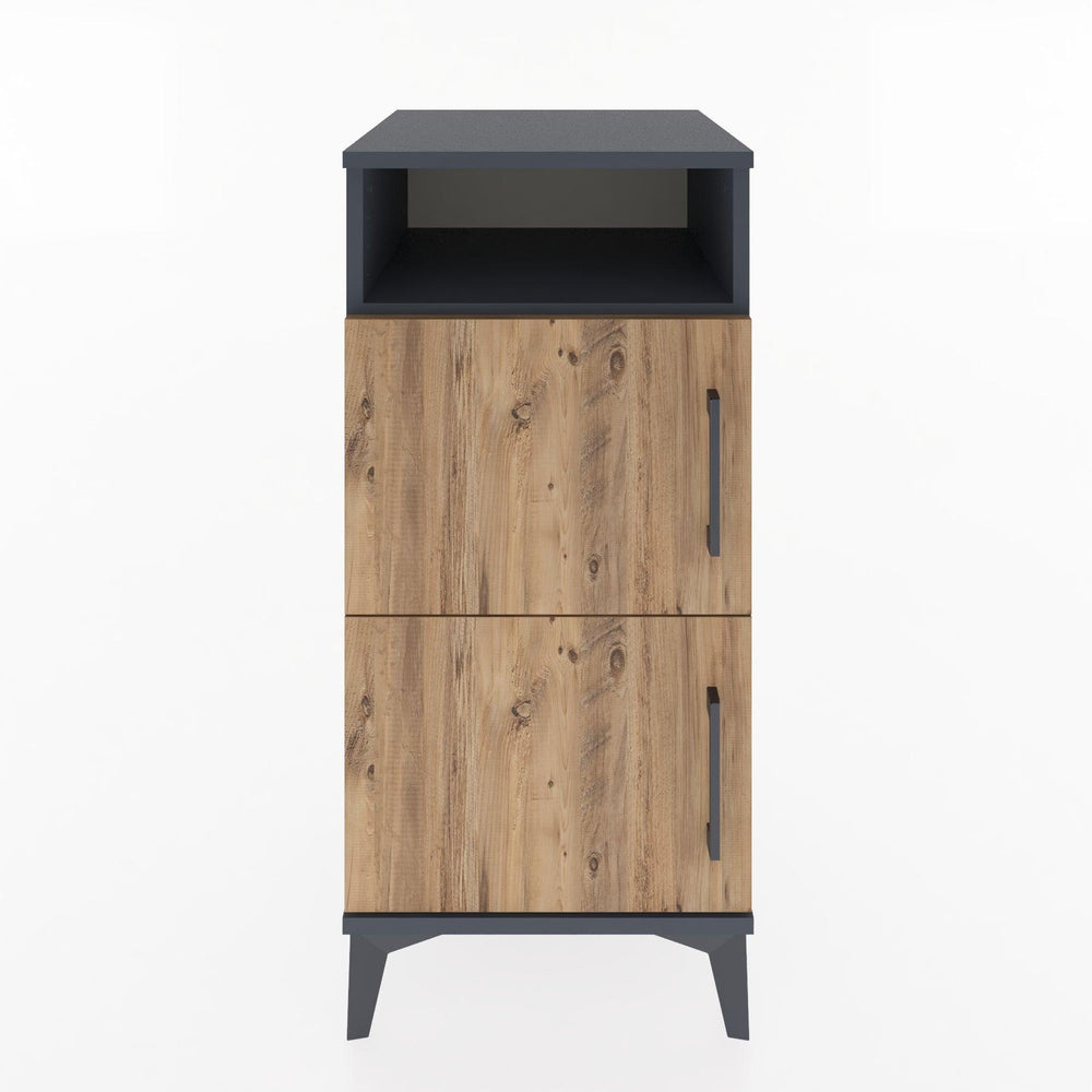 Woodntry Modüler Komodin Antrasit 44x44x84 cm Kapaklı ve Raflı KR41-2